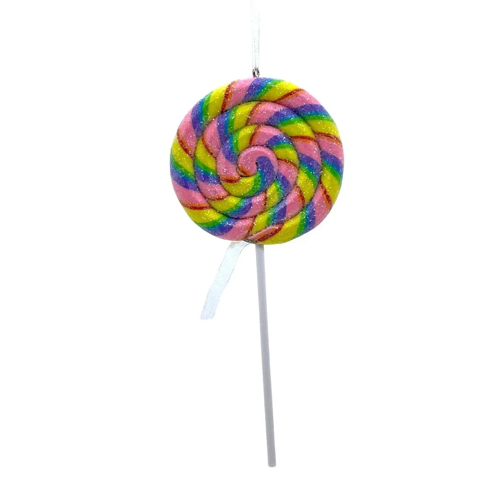2 Swirl Lollipops‎ Christmas Tree Ornaments-Multicolor Sweet Treats Bow